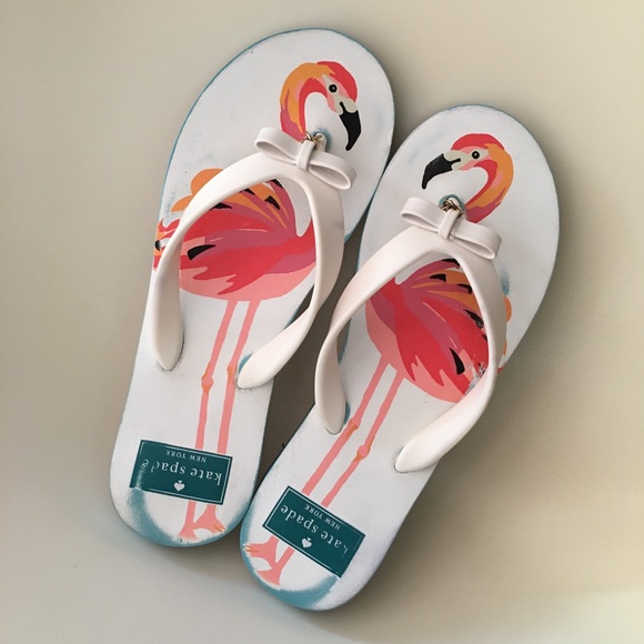 ❤️ SOLD Kate Spade Flamingo Flip Flops Sz 6 - Picture 15 of 15